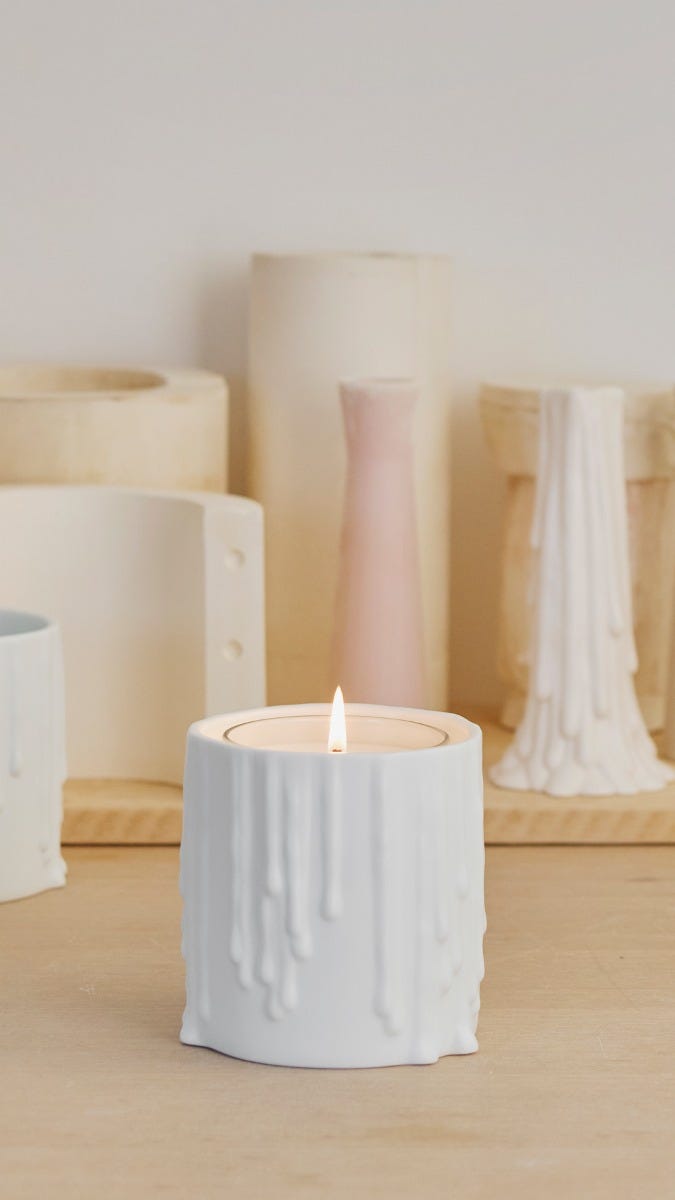 White Melted Wax candle holder - For classic candles - Image 4